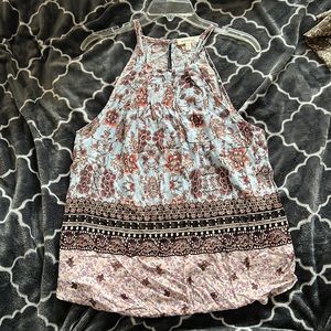 Monteau High Neck Tank Top Blouse: Boho with Fun Colors